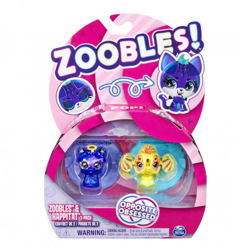 Zoobles, Opposite Obsessed 2-Pack Transforming Collectible Figures and Happitat Accessories