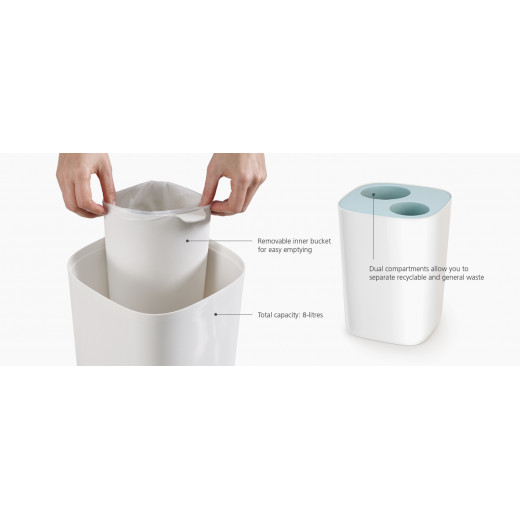 Joseph Joseph Split Bathroom Waste Seperation Bin - Grey