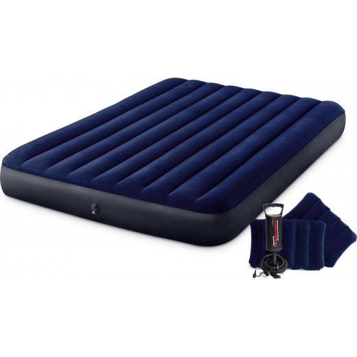 Intex Standard Classic Downy Air Mattress Queen Set, 203 x 152 x 25 cm