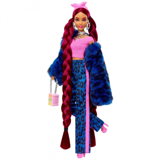 Barbie Extra Fashion Doll With Blue Leopard Track Suit