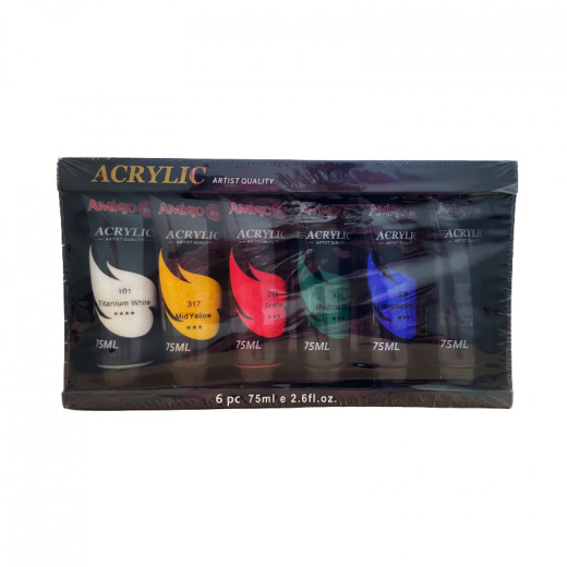 Amigo Acrylic Colors, 75ml, 6 Pieces