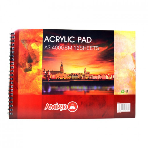 Amigo Acrylic Pad A3 400gsm 12 Sheets