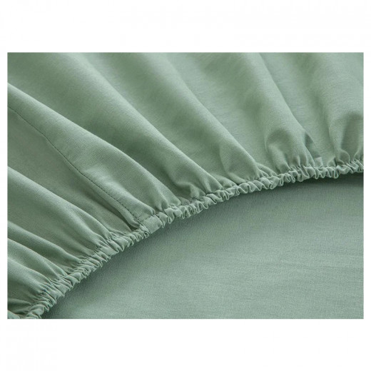 English Home Plain Cotton Super King Size Elastic Fitted Sheet, Green Color, 200*200 Cm