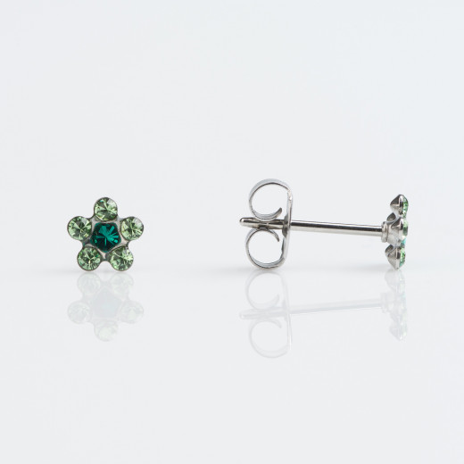 Studex Tiny Tips Stainless Daisy August Peridot May Emerald Stud Earring, 5mm