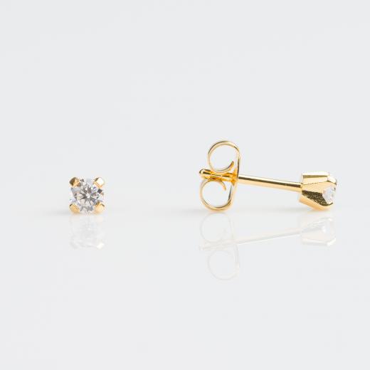 Studex Tiny Tips Gold Plated Cubic Zirconia Stud Earrings For Kids, 3mm