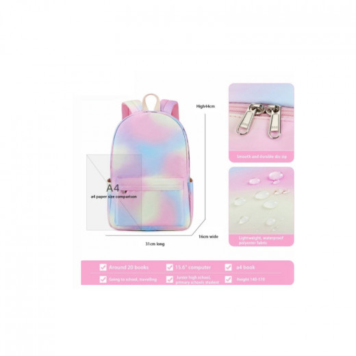 Girls School Backpack Backpack with Lunch Bag & Pencil Case Rainbow Design