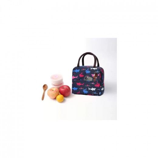 Lunch Bag Insulated Cooler Bag, Flamingo Blue Design