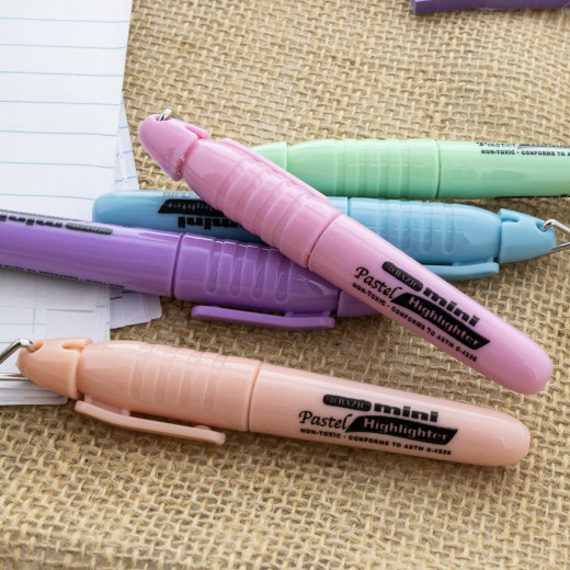 Bazic Mini Pastel Highlighter With Cap Clip, 5 Pieces