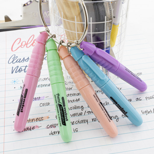 Bazic Mini Pastel Highlighter With Cap Clip, 5 Pieces