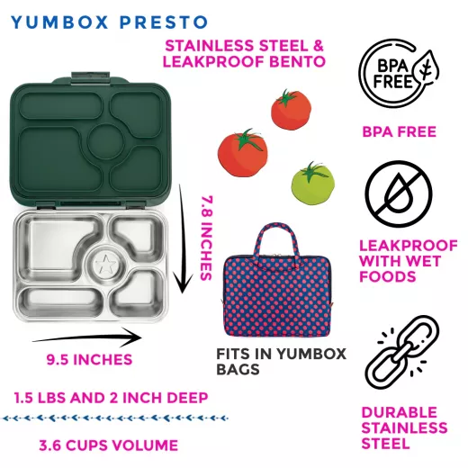 Bento Box Lunch Box Stainless Steel Leakproof, Kale Green