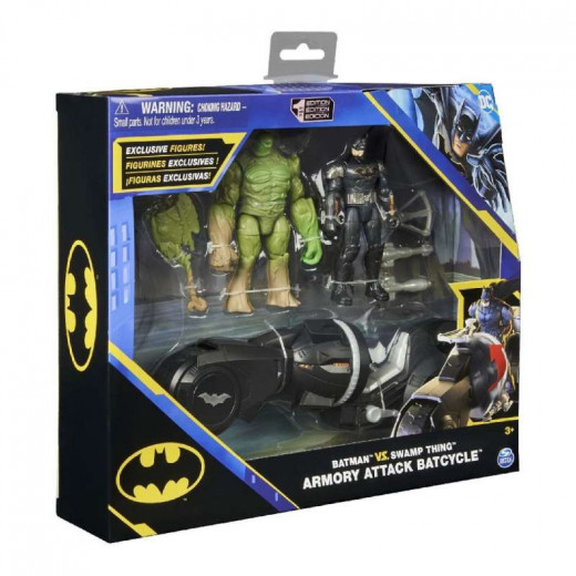 DC  Batman Vs Swamp Thing Figure Battle Pack With Armory Attack Batcycle