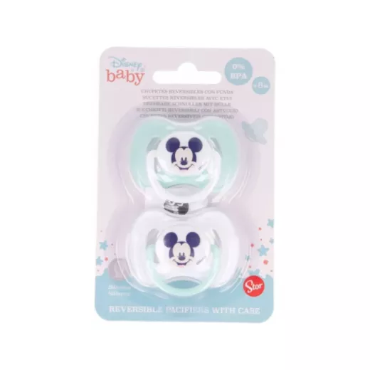Stor Baby Symetrical Pacifier Silicone +6 Months With Cover Cool Like Mickey 2 Pieces