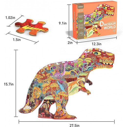 Mideer Large Animal Shaped Puzzle Dinosaur World, 280 Pieces