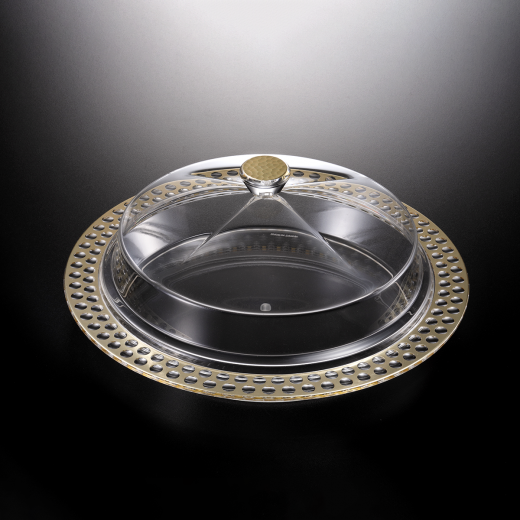 Vague Acrylic Dessert Serving Set Round with Gold Design S