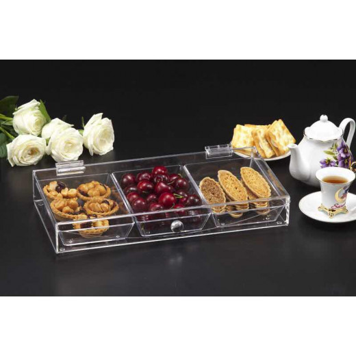 Vague Acrylic Candy Box with 3 Compartment, 37 cm