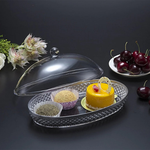 Vague Acrylic Diamond Oval Dessert Set