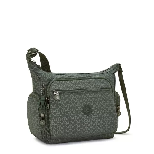 Kipling Gabbie Medium Crossbody Sign Green Embosse