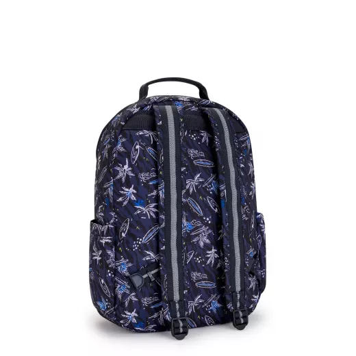 Kipling Seoul Backpack With Padded Laptop Compartment Surf Sea Print, Large