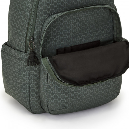 Kipling Seoul Backpack With Padded Laptop Sign Green Embosse, Large