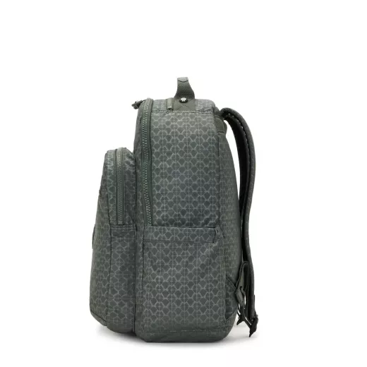 Kipling Seoul Backpack With Padded Laptop Sign Green Embosse, Large