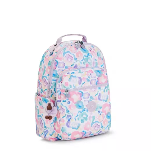 Kipling-Seoul Backpack Aqua Flowers, Large