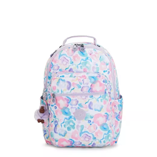 Kipling-Seoul Backpack Aqua Flowers, Large