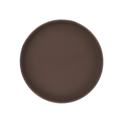 Vague Non Slip Plastic Slip Tray Round Brown 28 centimeter