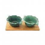 Easy Life Madagascar Leaf Appetizer Set in Box - Green  3-Piece