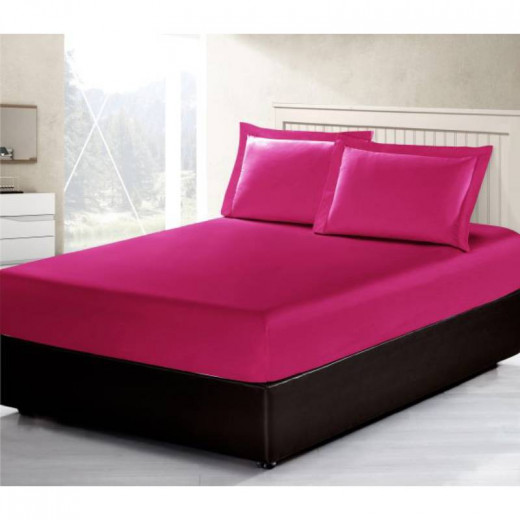 ARMN Vero Fitted Sheet Set - Dark fuchsia Queen-size 3-Piece