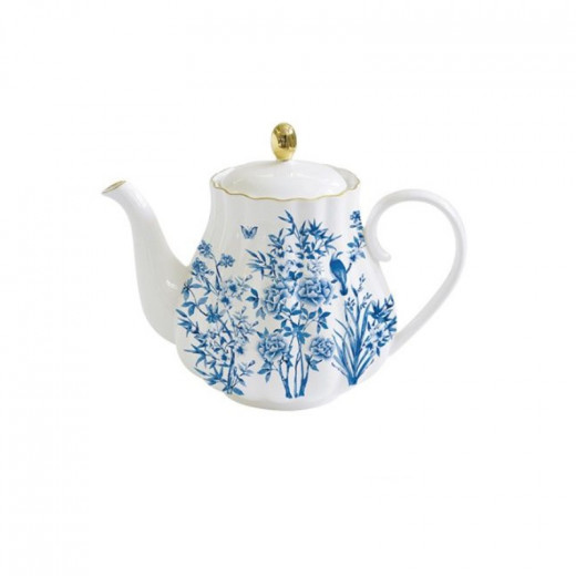 Easy Life Paradise Garden Teapot in Box - White & Blue 800ml