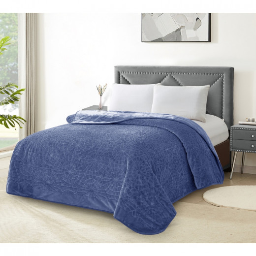 Nova home lynx engraved blanket - king/super king - navy