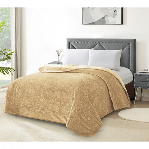 Nova Home Lynx Engraved Blanket - King/Super King - Camel