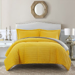 Nova Home Campo Cordroy Flannel Winter Comforter Set - King/Super King - Yellow 4 Pcs
