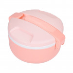 Vague Plastic Two Layer Round Lunch Box  Pink 1.5 Liter