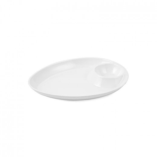 Vague Melamine Triangle Platter with Sauce Hole 30 CM