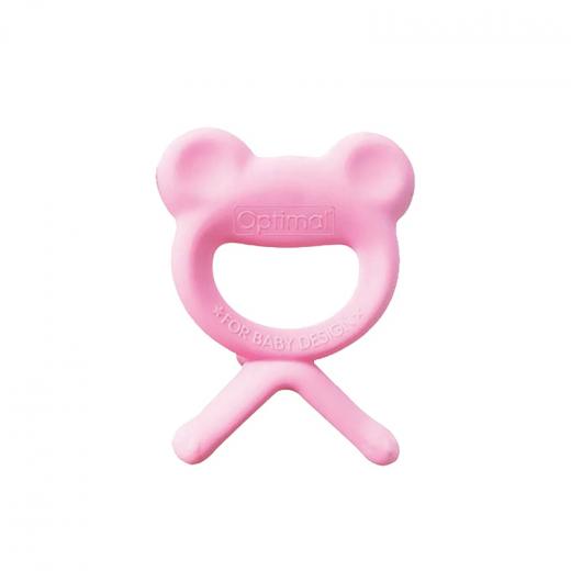 Optimal Rubber Frog Shape Baby Silicone Teether, Pink