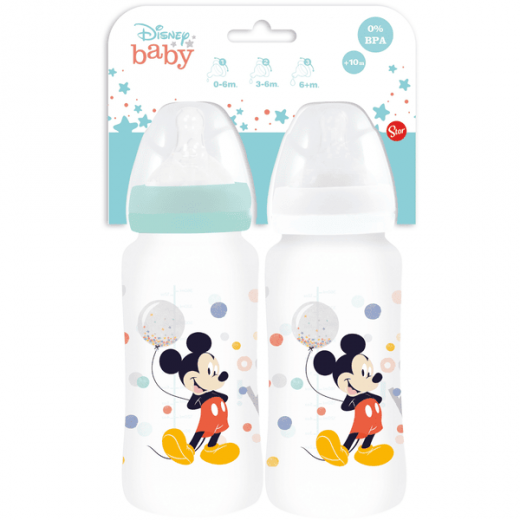 Stor baby 2 pcs set 360 ml wideneck bottle silicone teat 3 positions cool like mickey