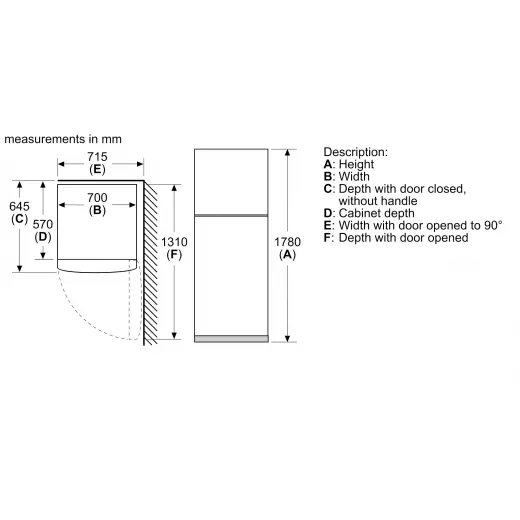 Bosch free-standing fridge-freezer with freezer at top 178 x 70 cm stainless steel look Serie | 4