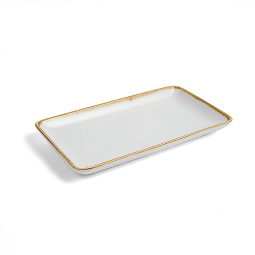 Porceletta Ivory Mocha Porcelain Rectangular Plate 9