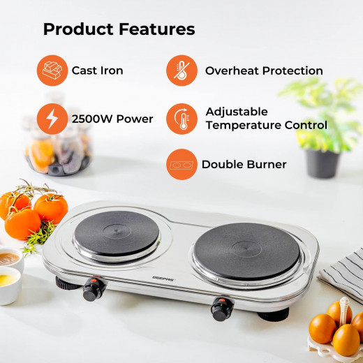 Geepas stainless steel double hot plate