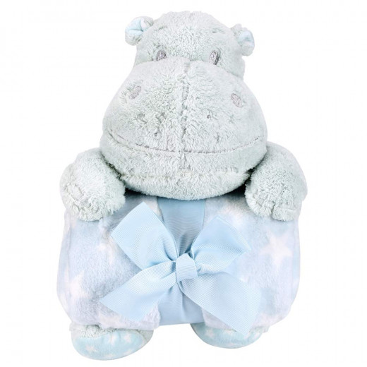 Nova blanket with hippo toy mint 75x100cm single