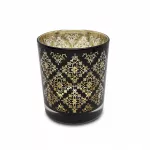 Flower black & gold glass candle / accessories holder