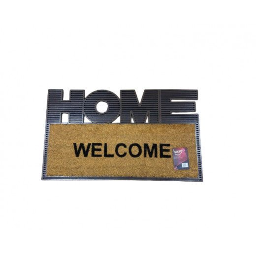 Welcome Entrance Door Mat With Metalic  Design Border (45cm x 75cm)