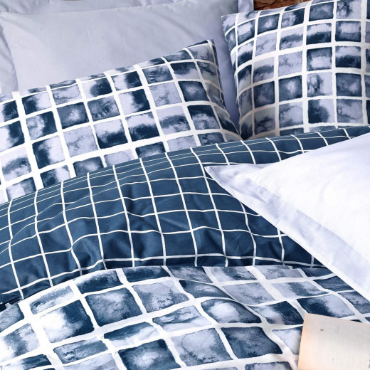 Nova home printed duvet cover rainforce set navy king size 100% cotton