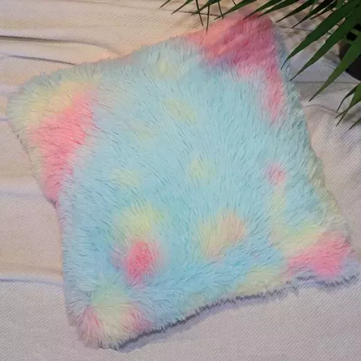 Nova Home Ombre Long Shaggy Fur Cushion Cover, 45x45 Cm , Rainbow Color