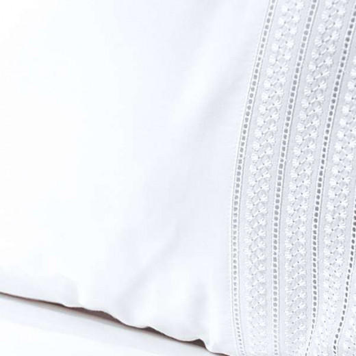 Nova Home "Handy" Embroidery Duvet Cover Set, Cotton, White & Gold Color, King Size, 7 Pieces