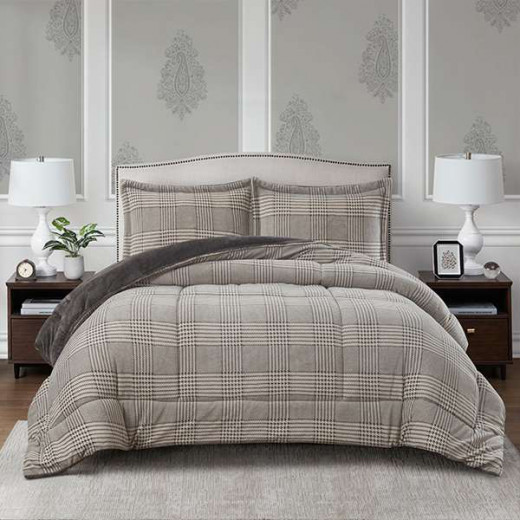 Nova Home Sketch Winter Printed Flannel Comforter Set - Single/Twin  - Grey  3 Pcs