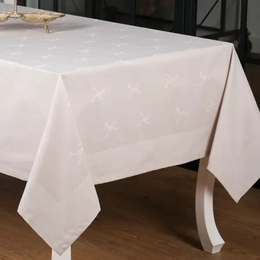 Nova Home Rana Table Cloth, Poly Cotton, Beige Color, 160*220 Cm