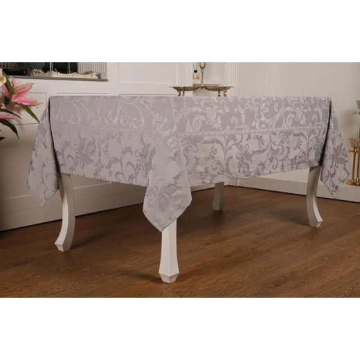 Nova Home Sketched Table Cloth, Poly Cotton, White Color, 160*220 Cm