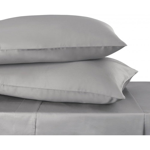 Fieldcrest Plain Fitted Sheet Set - 100% Cotton, Grey  Color, King Size